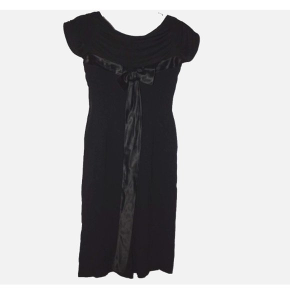 Vintage 1950s Dress Wiggle Pencil Shelf Bust Cocktail Party 50s L - Picture 9 of 11